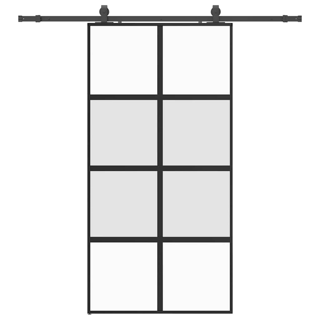 vidaXL Posuvné dveře se sadou kování černé 102,5x205 cm Tvrzené sklo