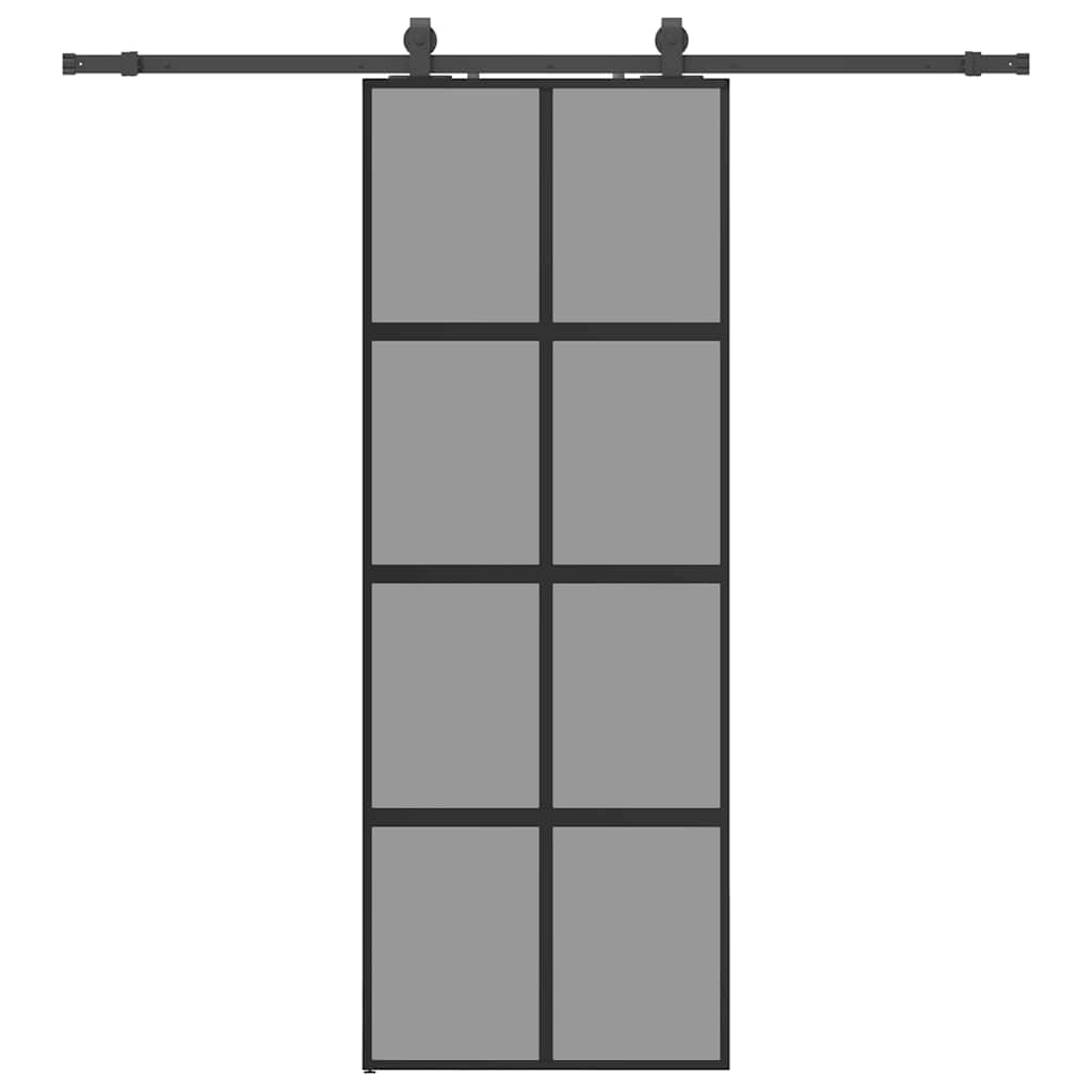 vidaXL Posuvné dveře se sadou kování černé 76x205 cm Tvrzené sklo