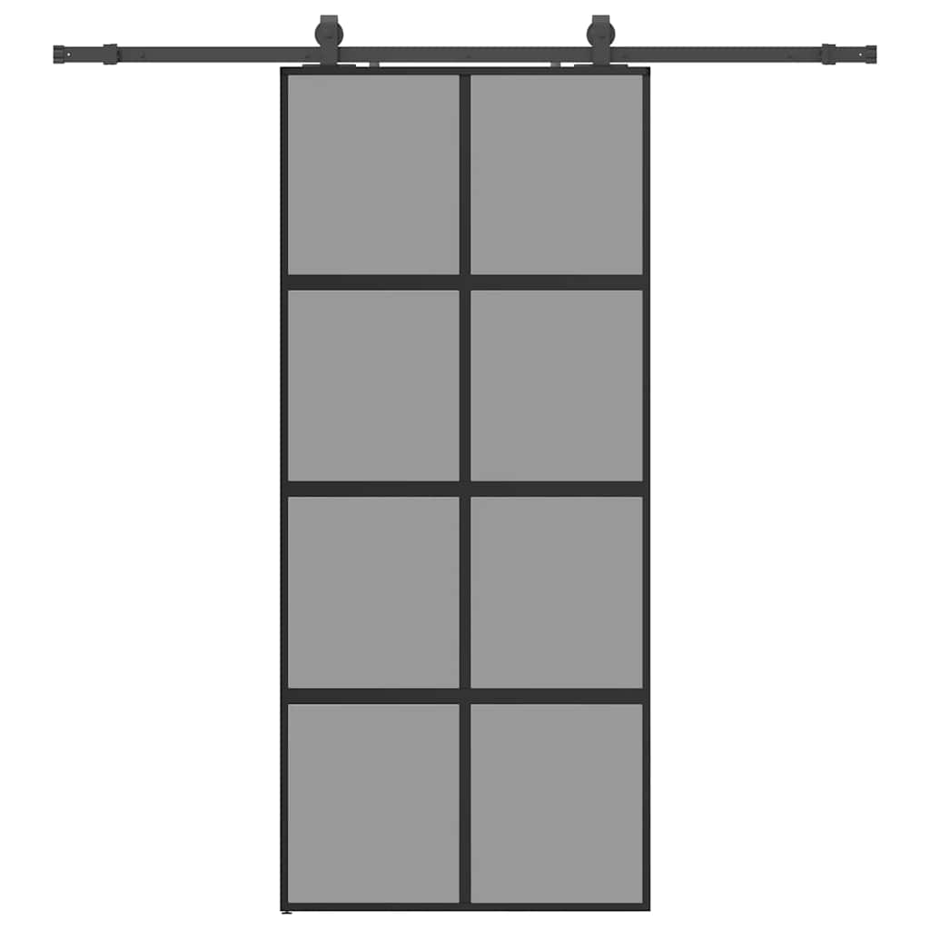 vidaXL Posuvné dveře se sadou kování černé 90x205 cm Tvrzené sklo