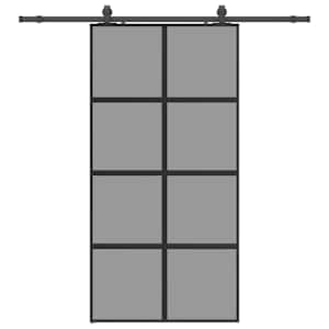Posuvné dveře se sadou kování černé 102,5x205 cm Tvrzené sklo - obrázek 2