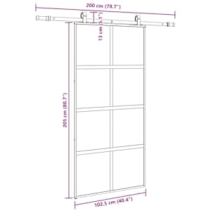 Posuvné dveře se sadou kování černé 102,5x205 cm Tvrzené sklo - obrázek 9