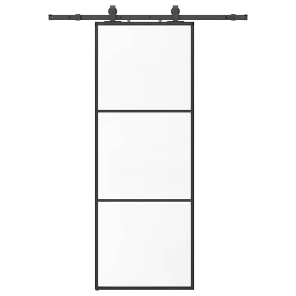 vidaXL liuguks tarvikutega, must, 76 x 205 cm, ESG-klaas