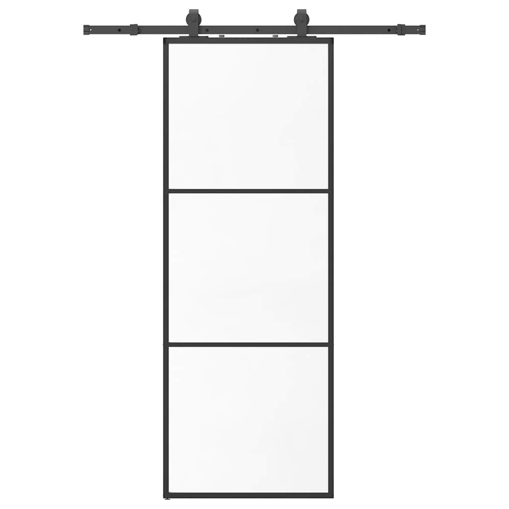 vidaXL Posuvné dveře se sadou kování černé 76x205 cm ESG Glass