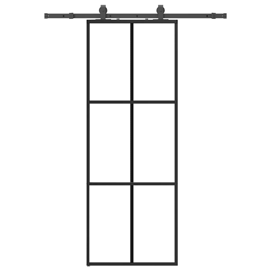 vidaXL Posuvné dveře se sadou kování černé 76x205 cm ESG Glass
