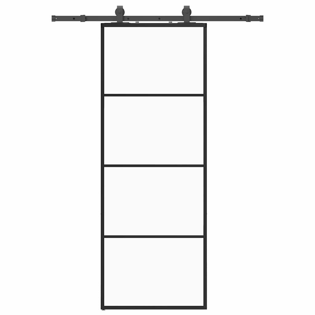 vidaXL Posuvné dveře se sadou kování černé 76x205 cm ESG Glass