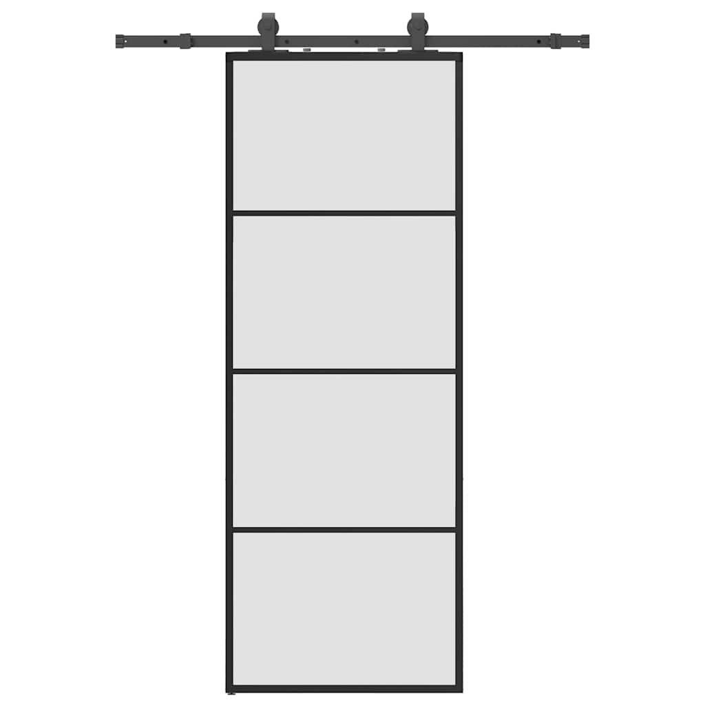 vidaXL Posuvné dveře se sadou kování černé 76x205 cm ESG Glass