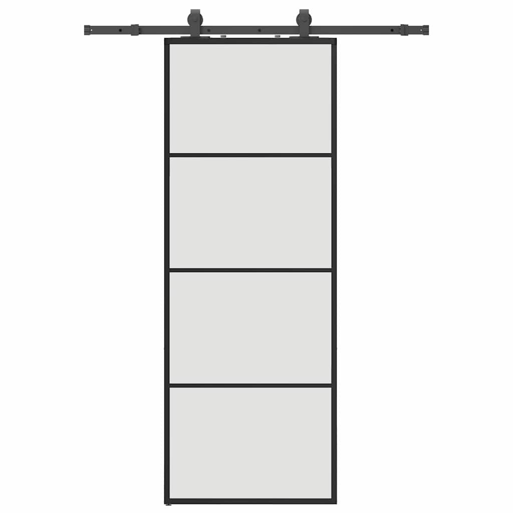 vidaXL Posuvné dveře se sadou kování černé 76x205 cm ESG Glass