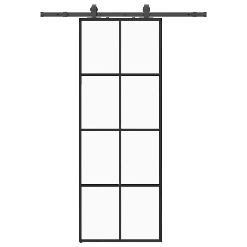 vidaXL Posuvné dveře se sadou kování černé 76x205 cm ESG Glass