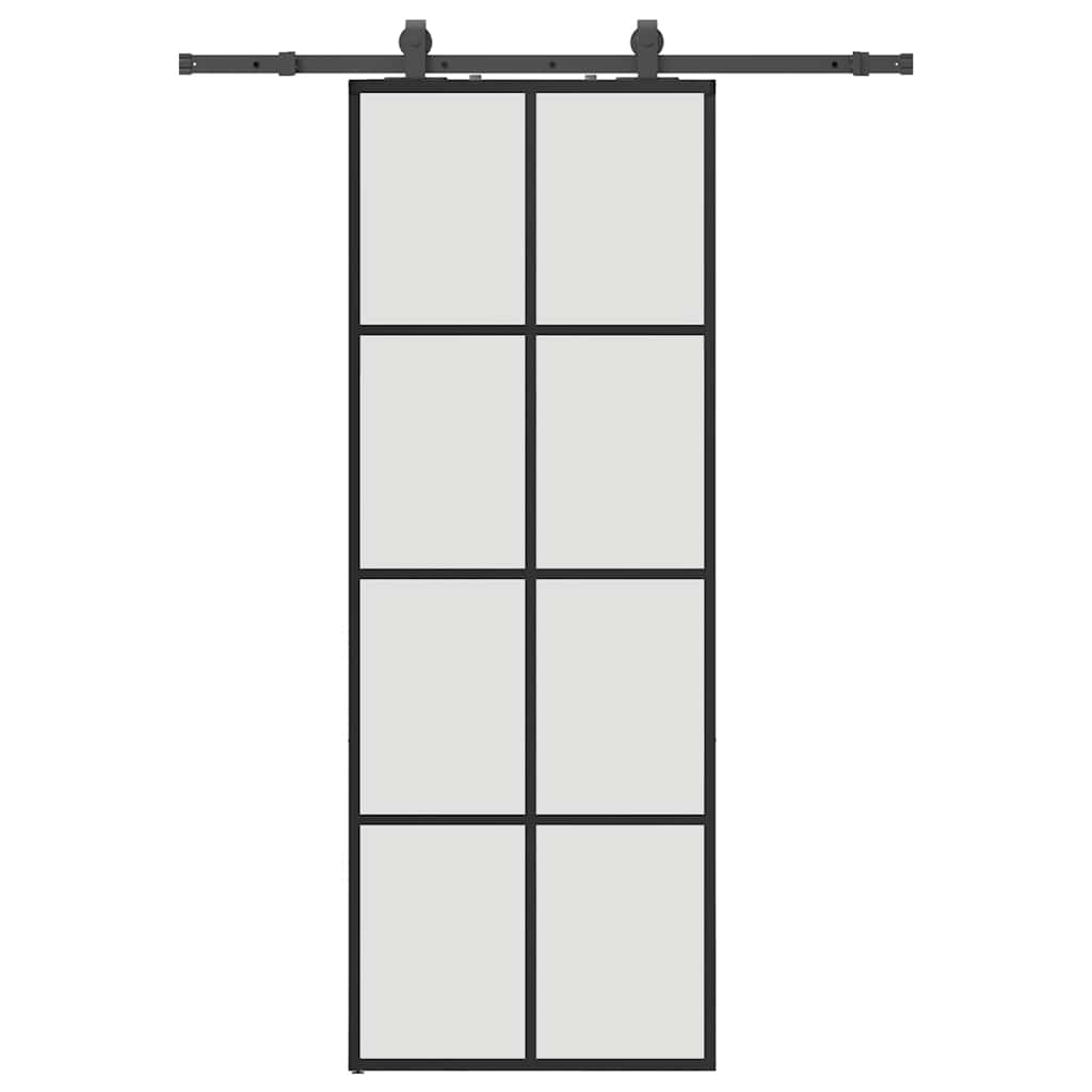 vidaXL Posuvné dveře se sadou kování černé 76x205 cm ESG Glass