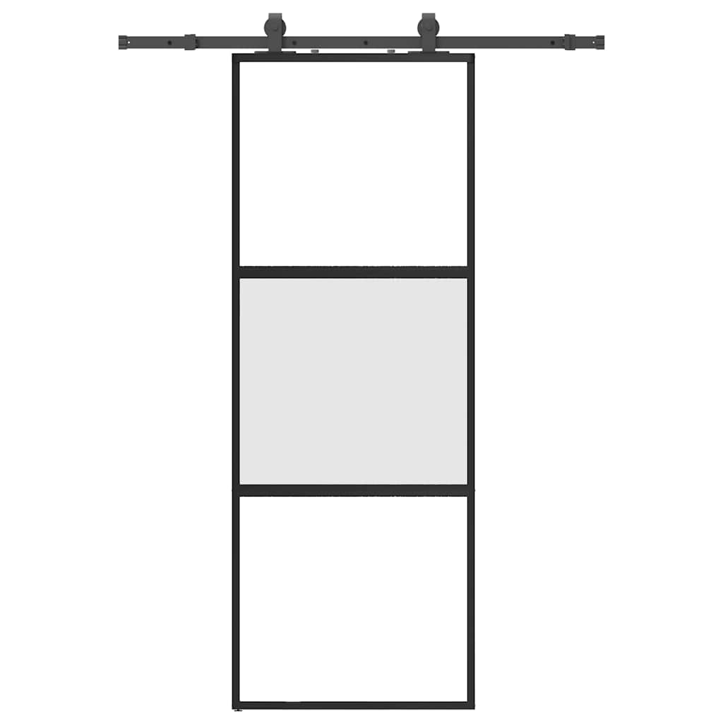 vidaXL Posuvné dveře se sadou kování černé 76x205 cm Tvrzené sklo