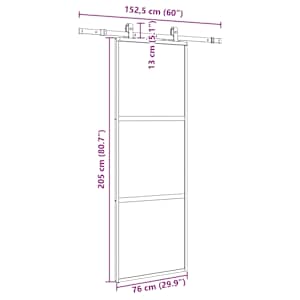 Posuvné dveře se sadou kování černé 76x205 cm Tvrzené sklo - obrázek 9