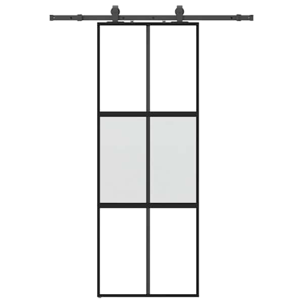 vidaXL l&uuml;kanduks riistvara komplektiga must 76x205 cm karastatud klaas