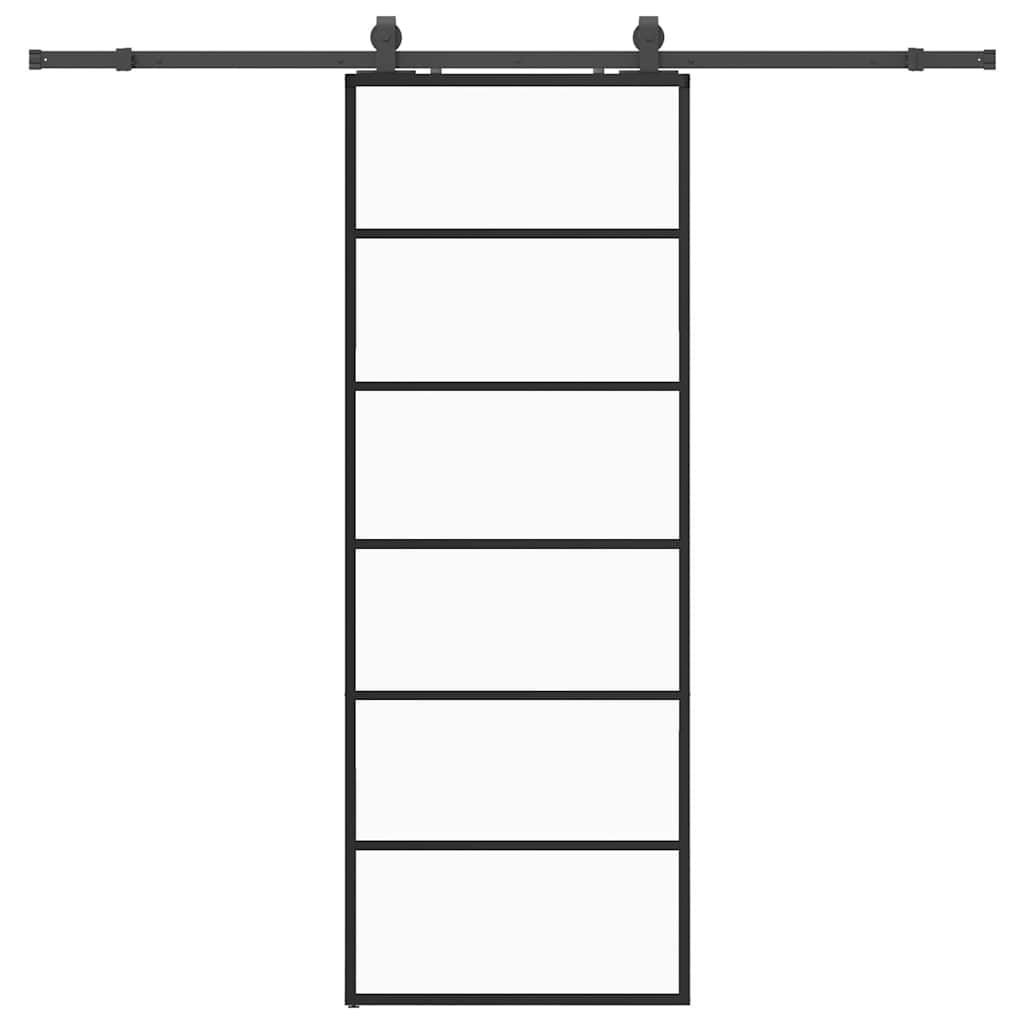 vidaXL Posuvné dveře se sadou kování černé 76x205 cm ESG Glass
