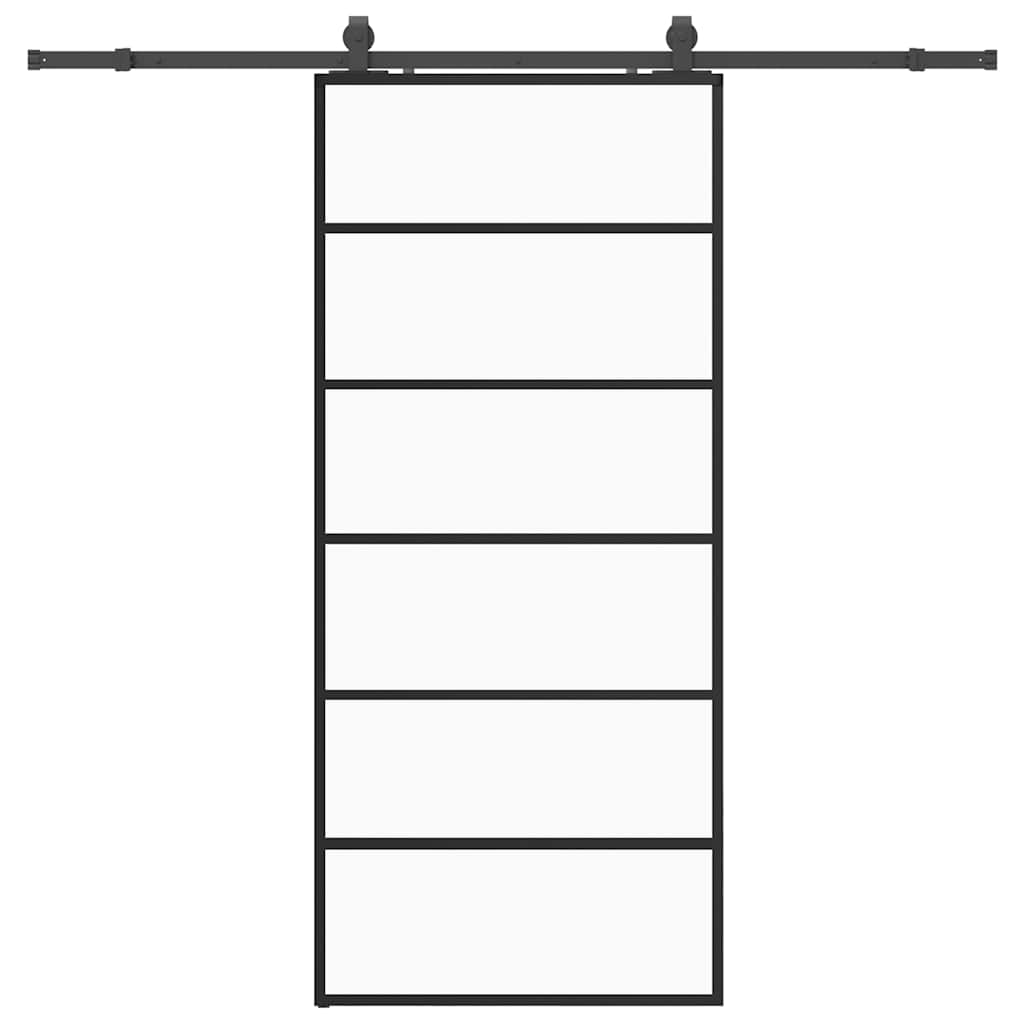 vidaXL Posuvné dveře se sadou kování černé 90x205 cm ESG Glass