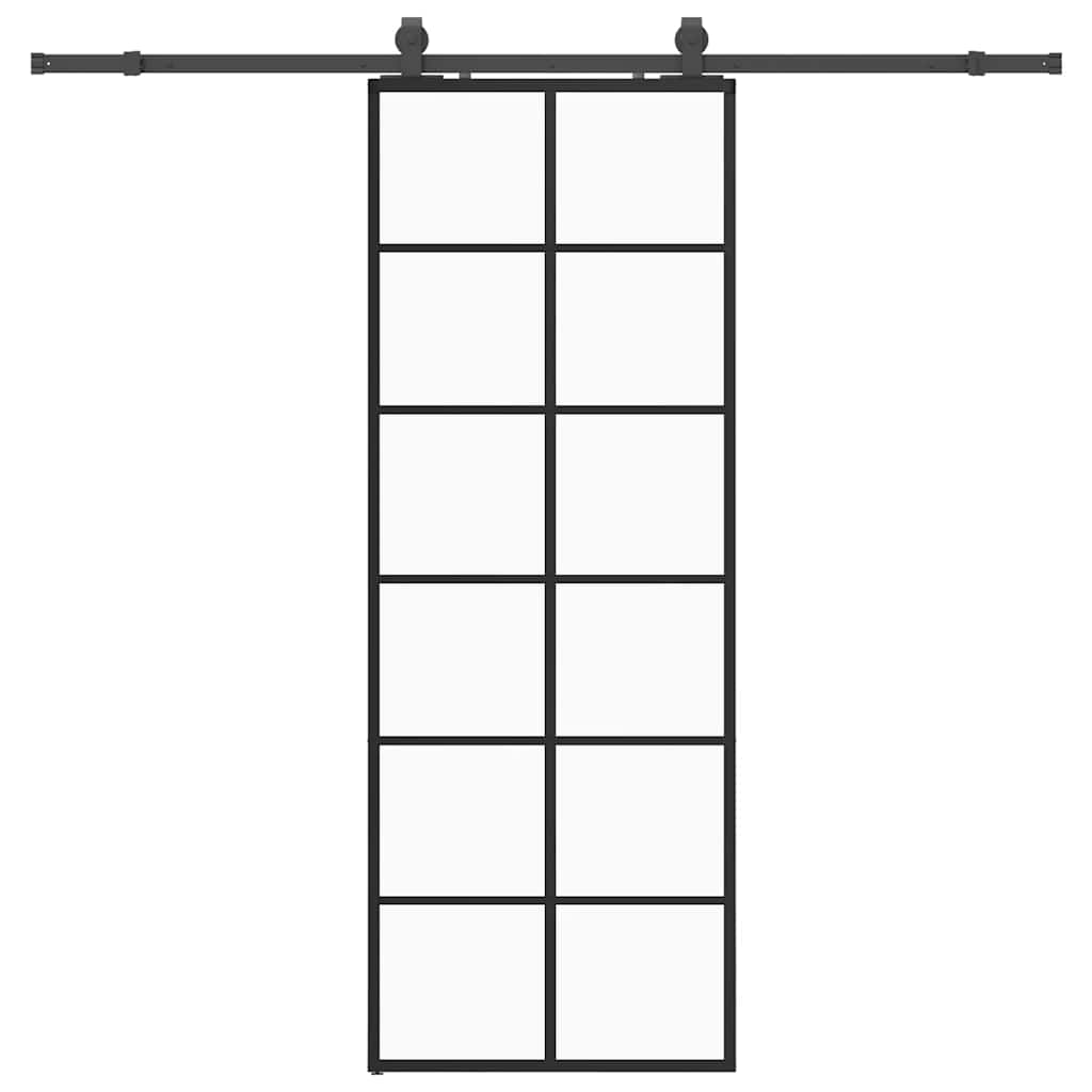 vidaXL Posuvné dveře se sadou kování černé 76x205 cm ESG Glass