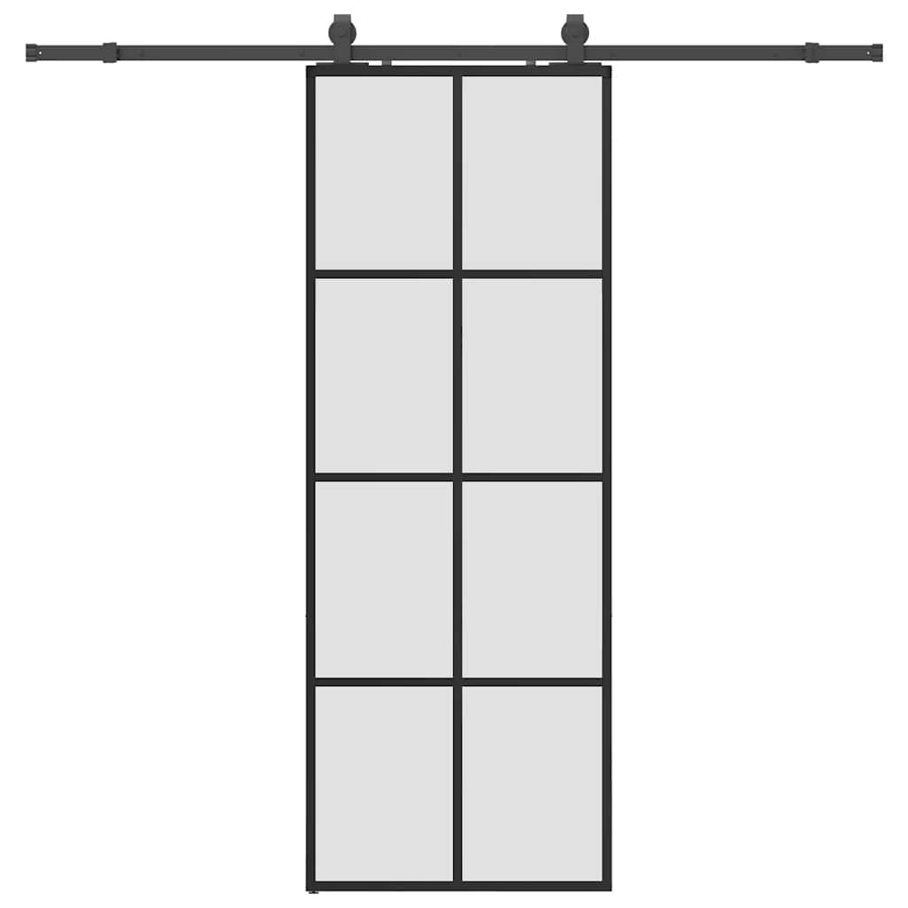 vidaXL Posuvné dveře se sadou kování černé 76x205 cm ESG Glass