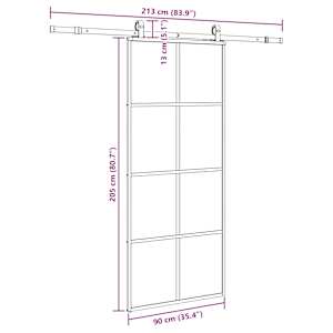 Posuvné dveře se sadou kování černé 90x205 cm ESG Glass - obrázek 9