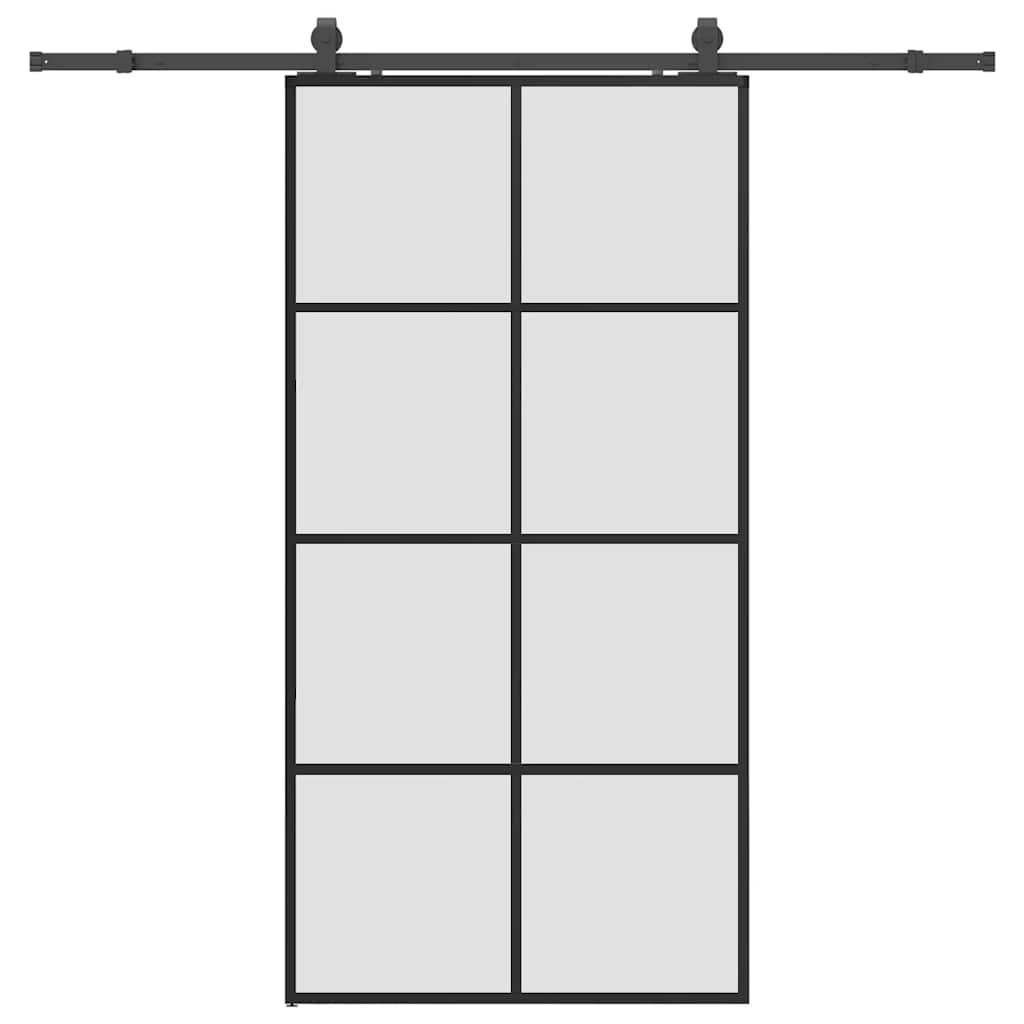 vidaXL Posuvné dveře se sadou kování černé 102,5x205 cm ESG Glass