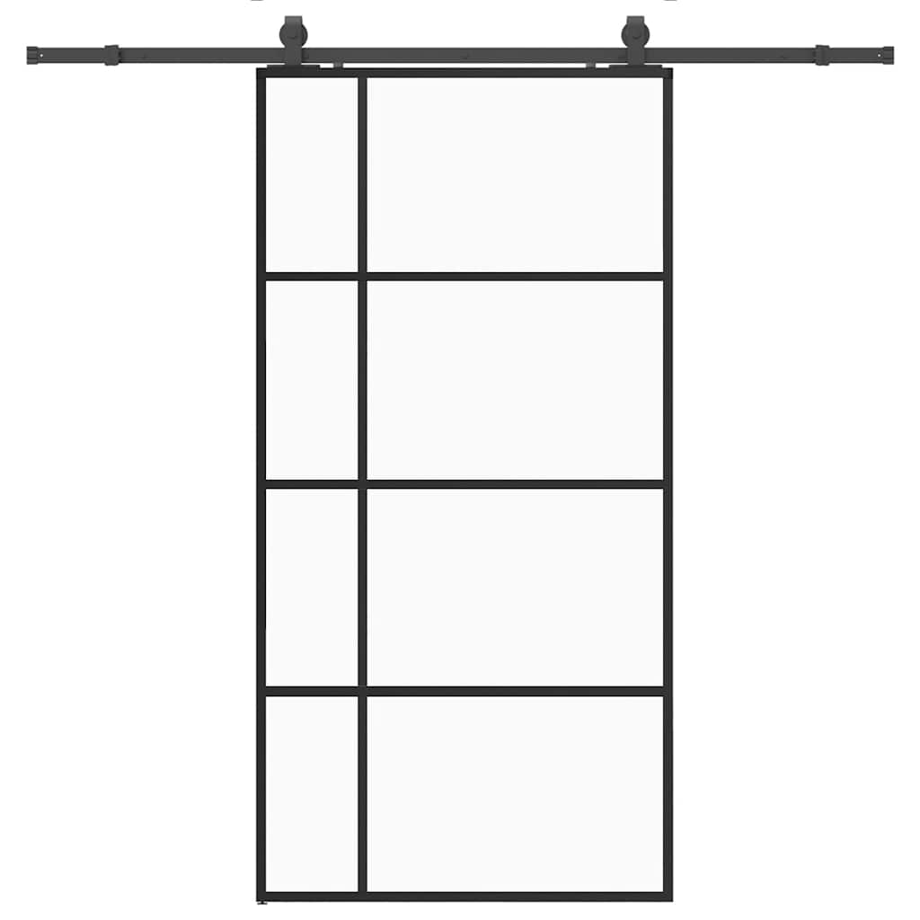 vidaXL Posuvné dveře se sadou kování černé 102,5x205 cm ESG Glass