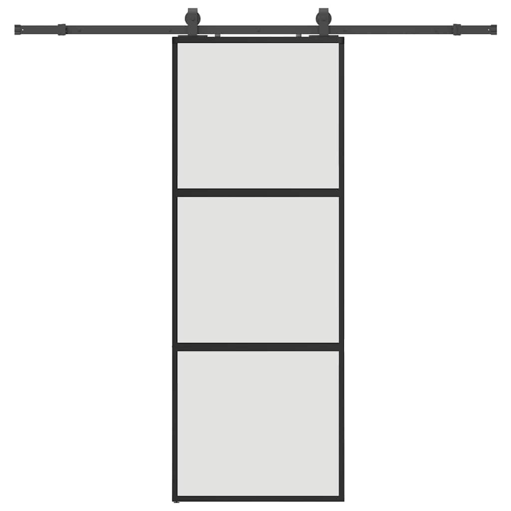 vidaXL Posuvné dveře se sadou kování černé 76x205 cm Tvrzené sklo