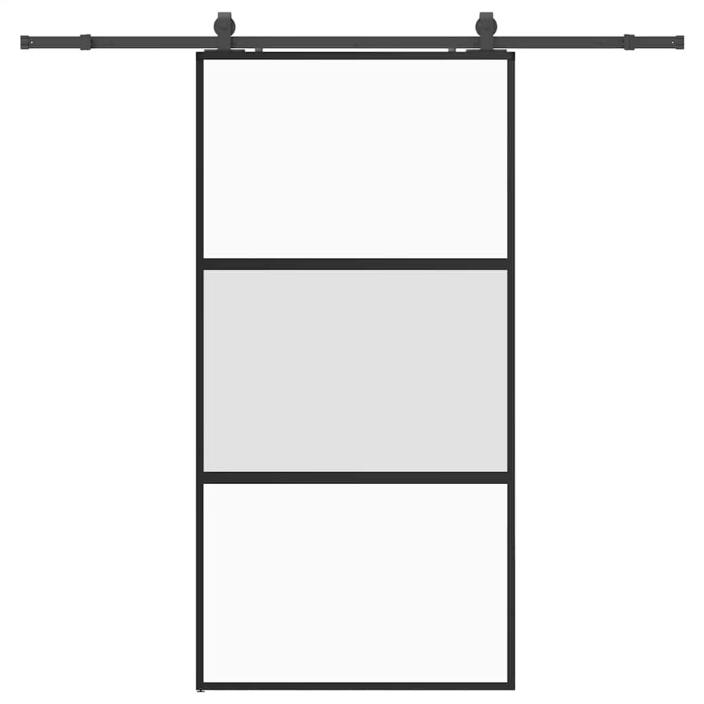 vidaXL Posuvné dveře se sadou kování černé 102,5x205 cm Tvrzené sklo