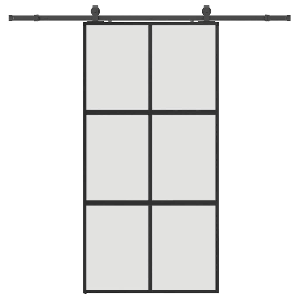 vidaXL Posuvné dveře se sadou kování černé 102,5x205 cm Tvrzené sklo