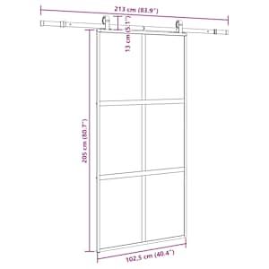 Posuvné dveře se sadou kování černé 102,5x205 cm Tvrzené sklo - obrázek 9
