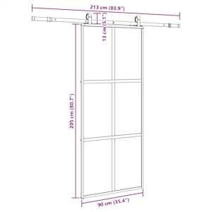 Posuvné dveře se sadou kování černé 90x205 cm Tvrzené sklo - obrázek 9
