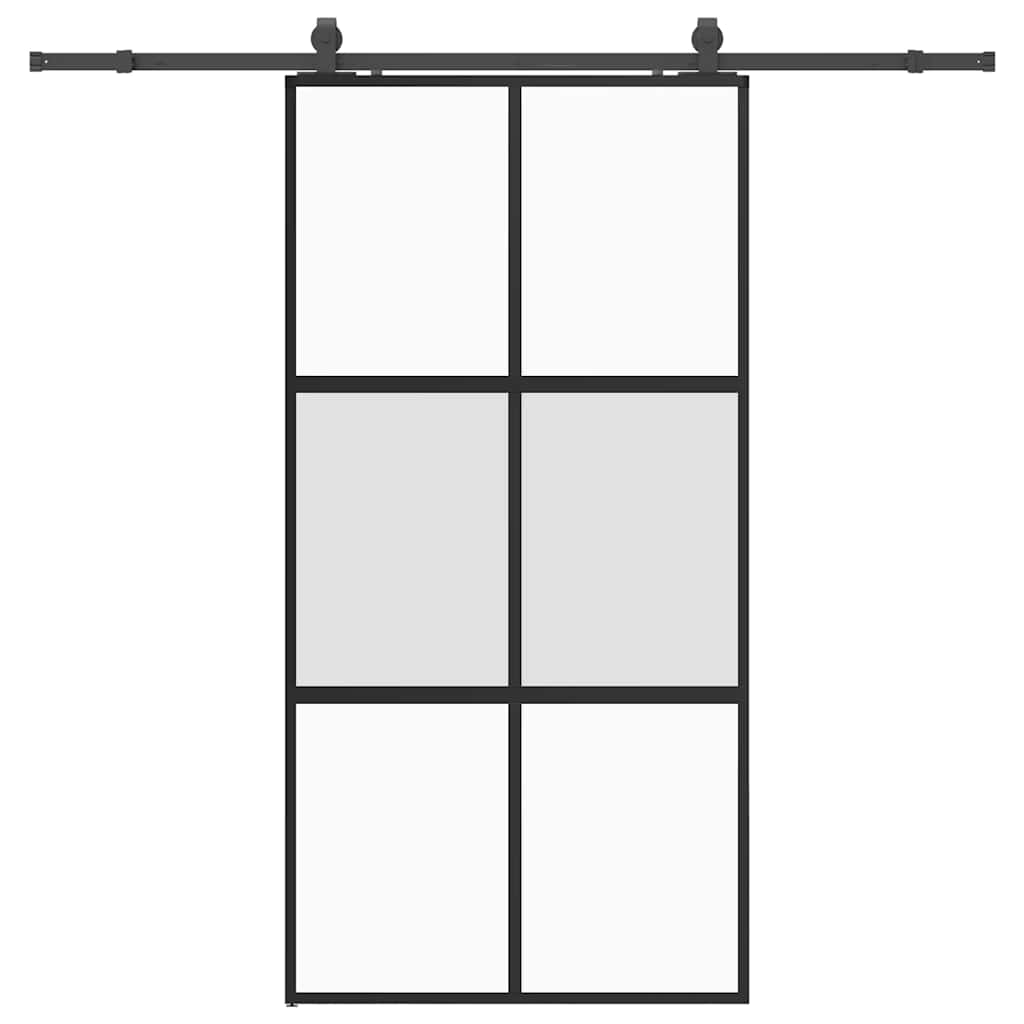 vidaXL Posuvné dveře se sadou kování černé 102,5x205 cm Tvrzené sklo