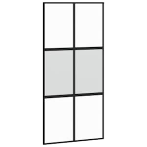 Posuvné dveře se sadou kování černé 102,5x205 cm Tvrzené sklo - obrázek 5