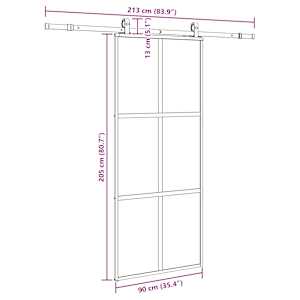 Posuvné dveře se sadou kování černé 90x205 cm Tvrzené sklo - obrázek 9