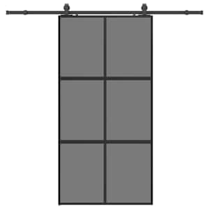 Posuvné dveře se sadou kování černé 102,5x205 cm Tvrzené sklo - obrázek 2