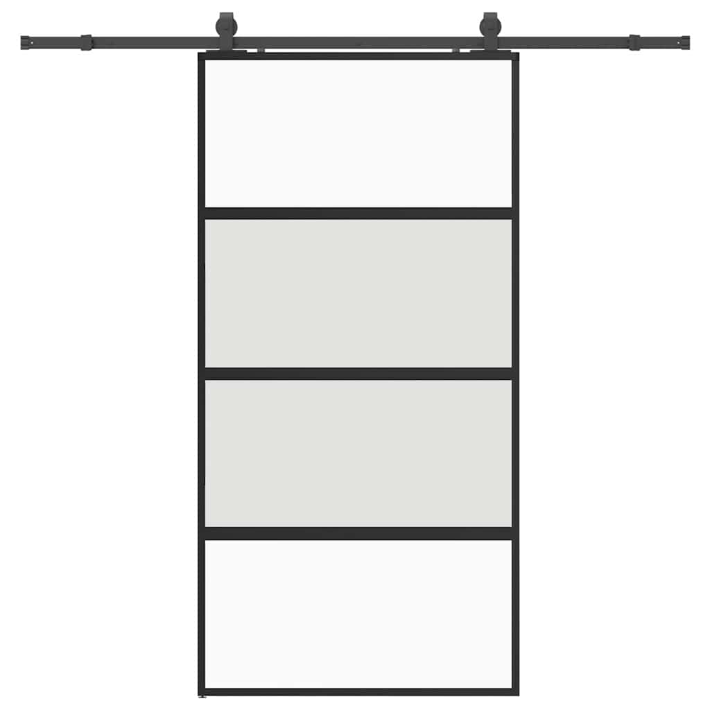 vidaXL Posuvné dveře se sadou kování černé 102,5x205 cm Tvrzené sklo