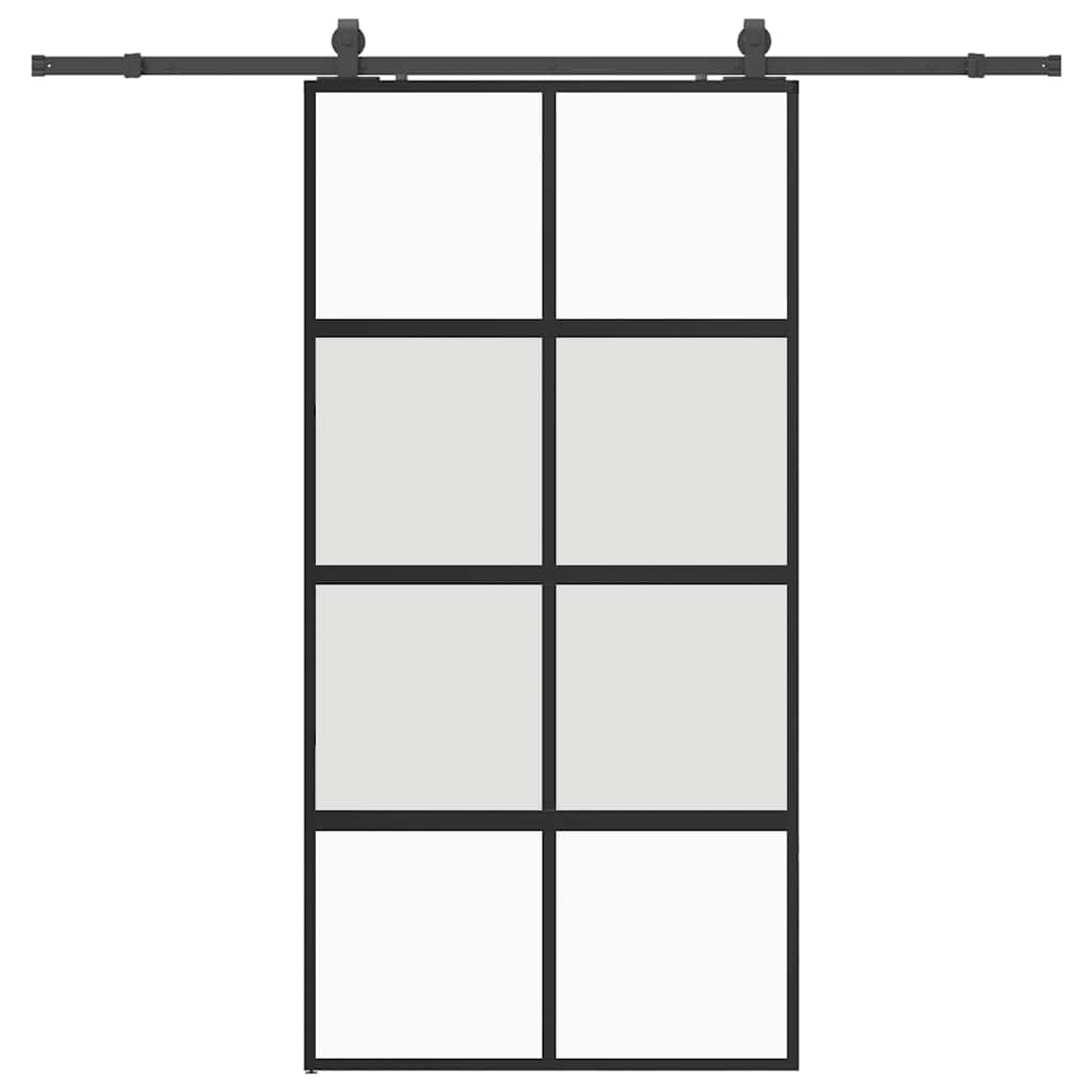 vidaXL Posuvné dveře se sadou kování černé 102,5x205 cm Tvrzené sklo
