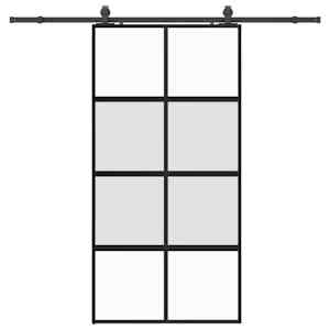 Posuvné dveře se sadou kování černé 102,5x205 cm Tvrzené sklo - obrázek 2