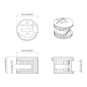 Zámkové matice 2 pcs Stříbrná 15 x 11,5 mm Kov - obrázek 6