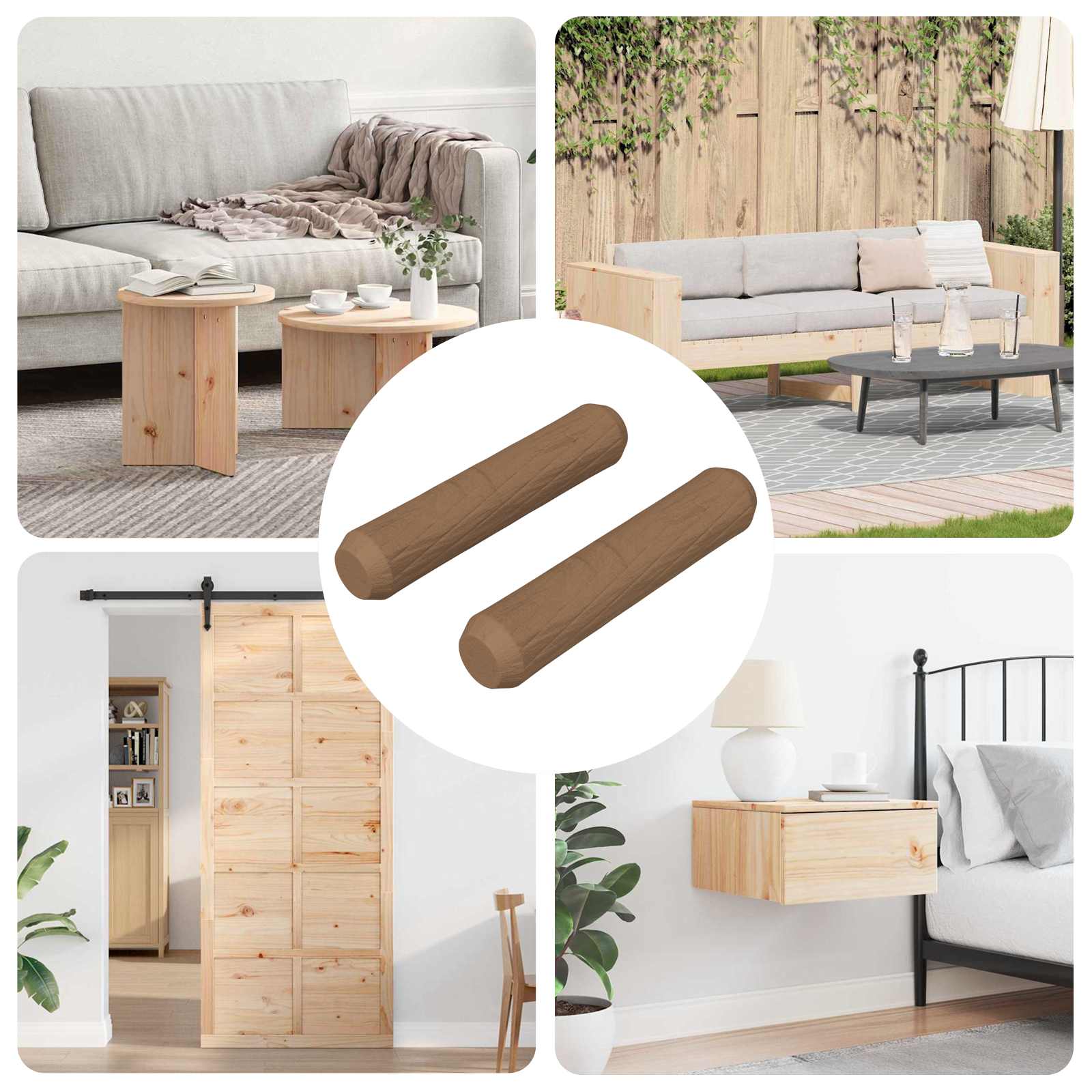 vidaXL Doweluri din lemn 2 pcs Maro Ø8 x 35 mm Lemn masiv