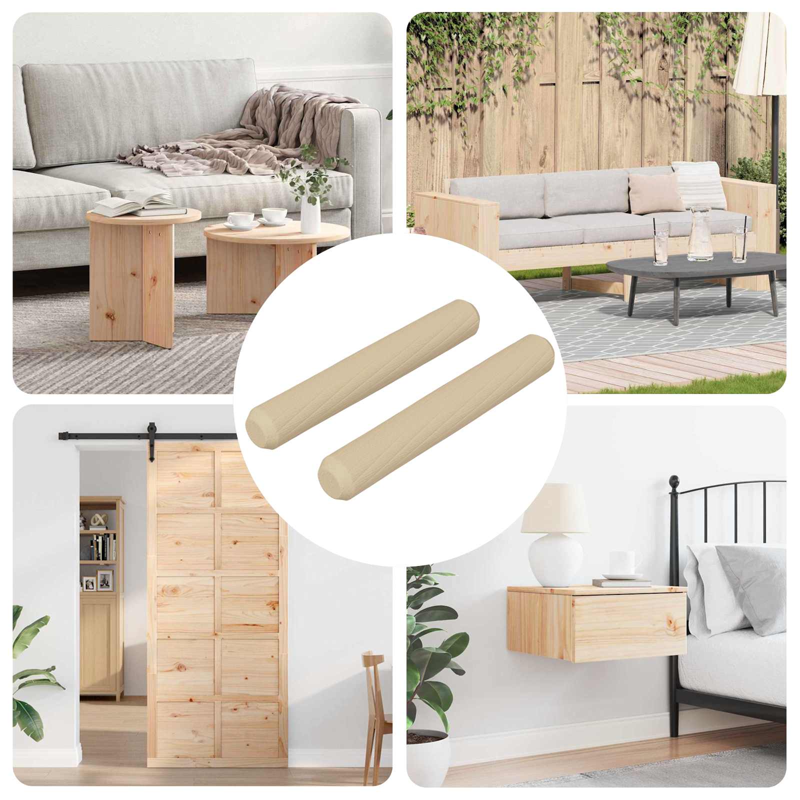 vidaXL Doweluri din lemn 2 pcs Maro Ø8 x 50 mm Lemn masiv