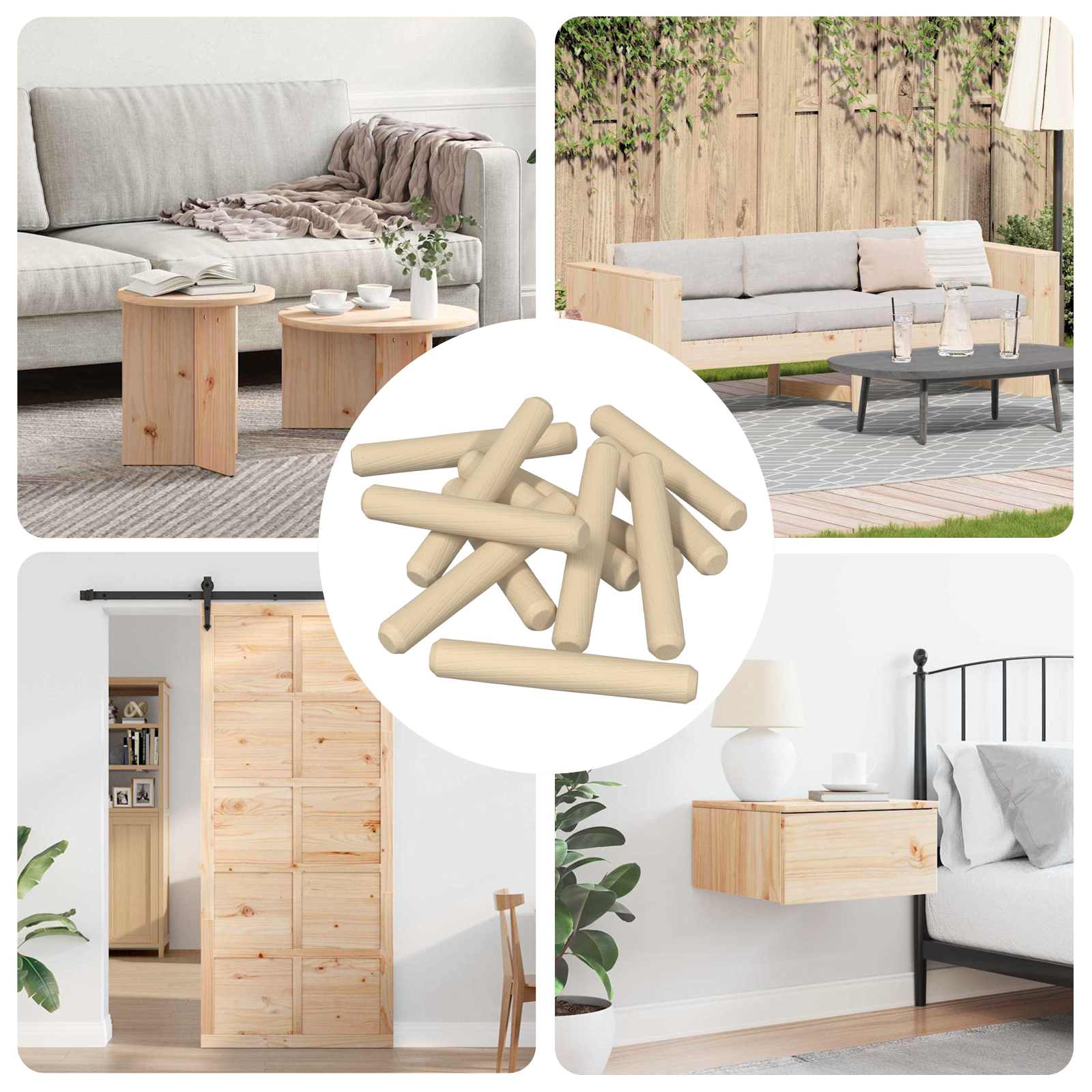 vidaXL Doweluri din lemn 12 pcs Maro Ø8 x 50 mm Lemn masiv