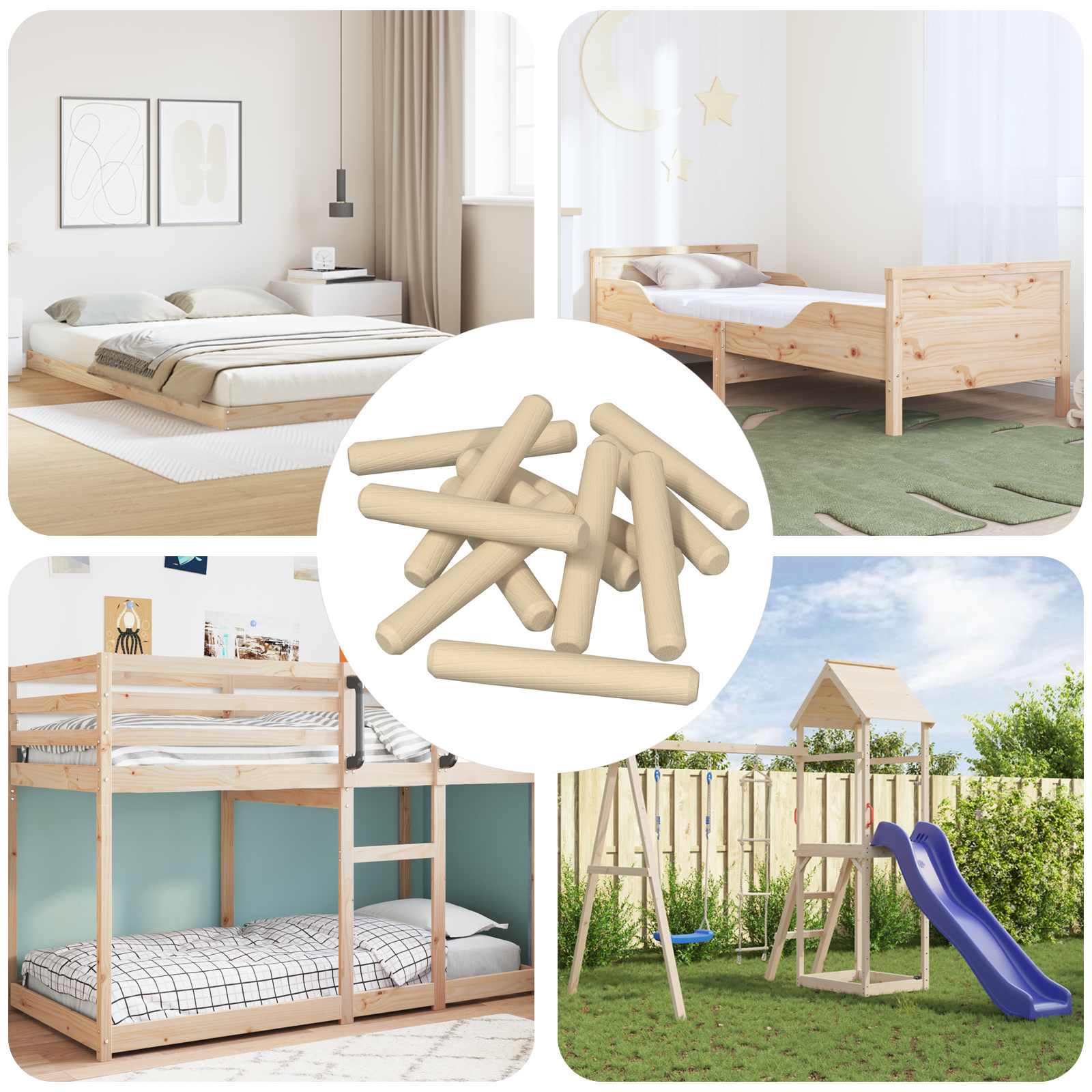 vidaXL Holzdübel 12000 pcs Braun Massivholz