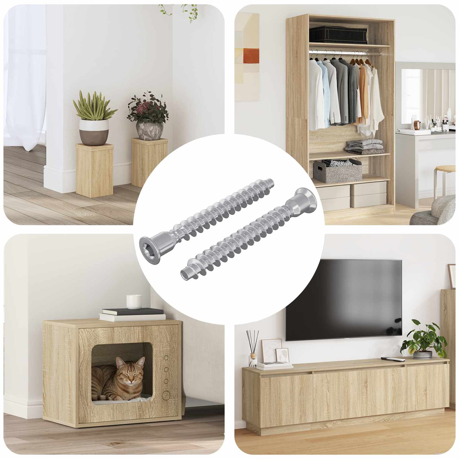 vidaXL Confirmat-Schrauben 2 pcs Silber Ø7 x 58 mm Metall