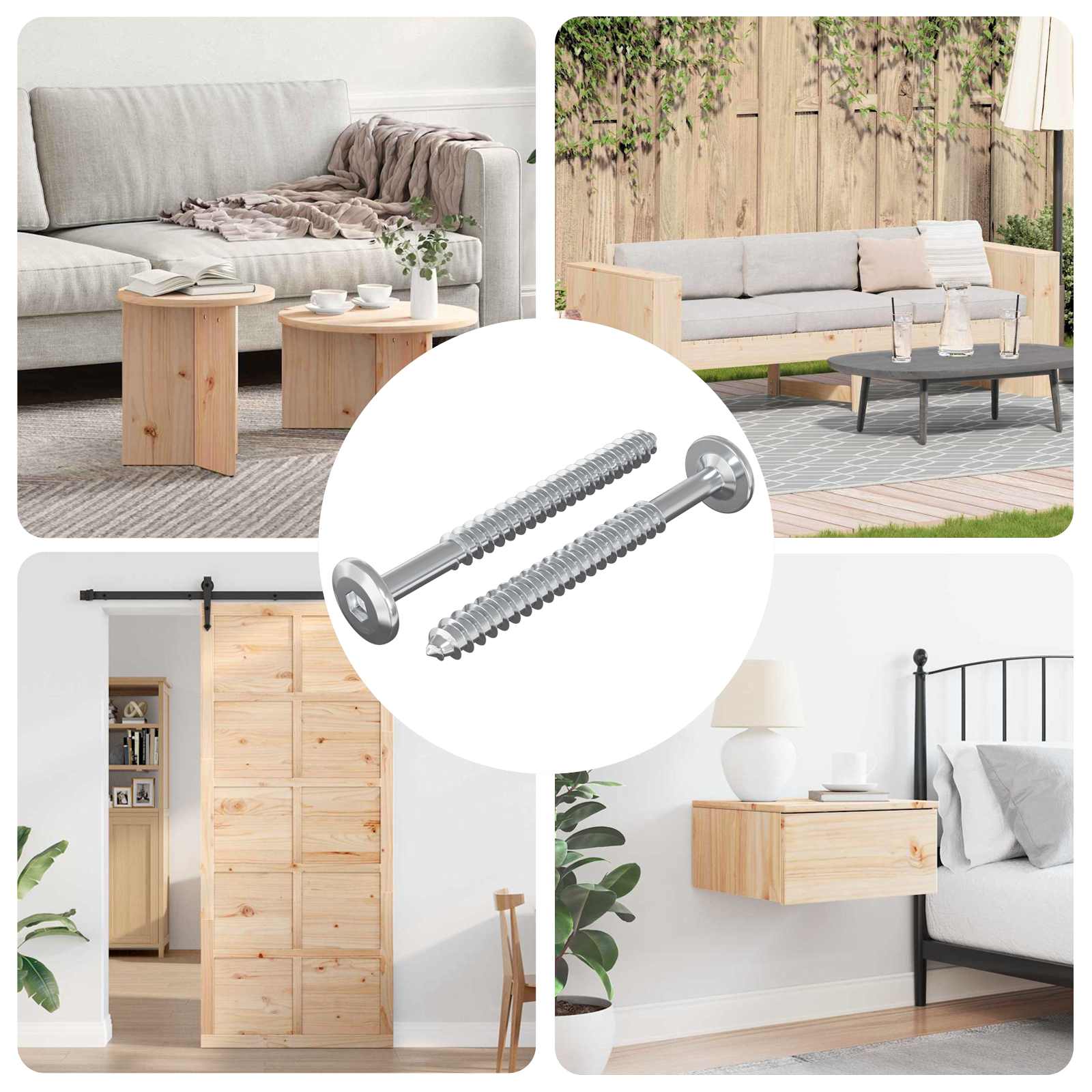 vidaXL Holzschrauben 2 pcs Silber M6 x 70 mm Stahl