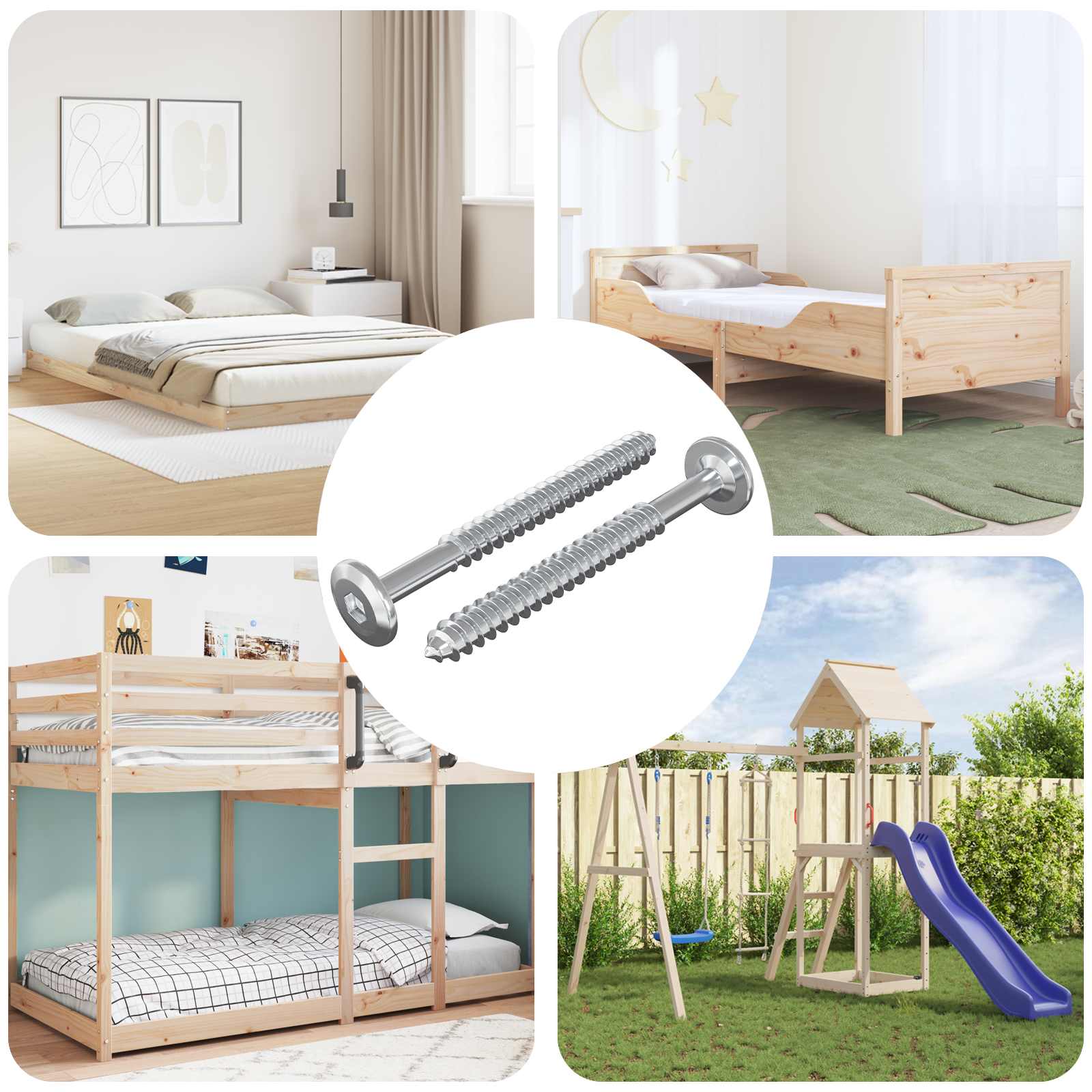 vidaXL Holzschrauben 2 pcs Silber M6 x 70 mm Stahl