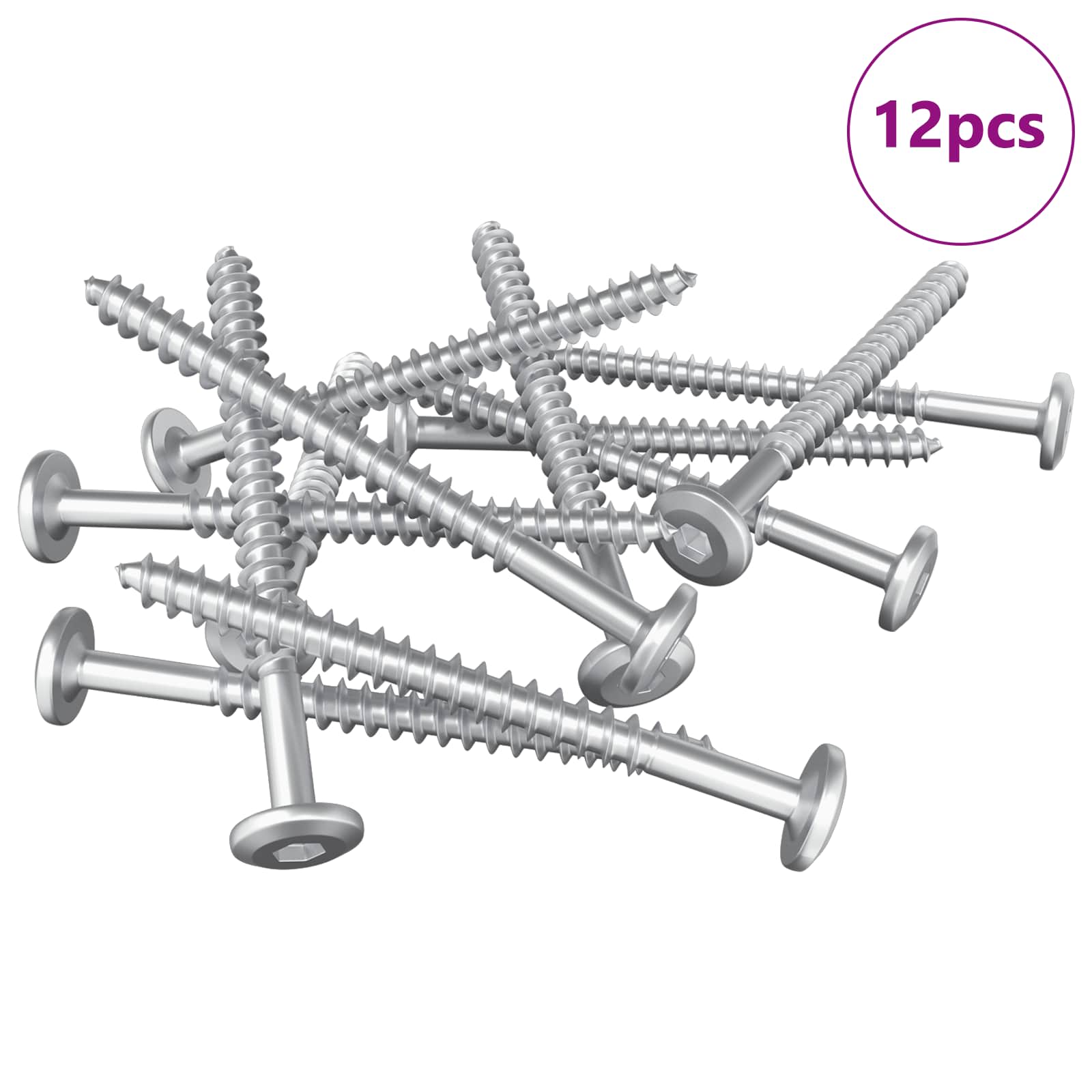 Leseni vijaki 12 pcs srebrna M6 x 70 mm Jeklo - slika 2