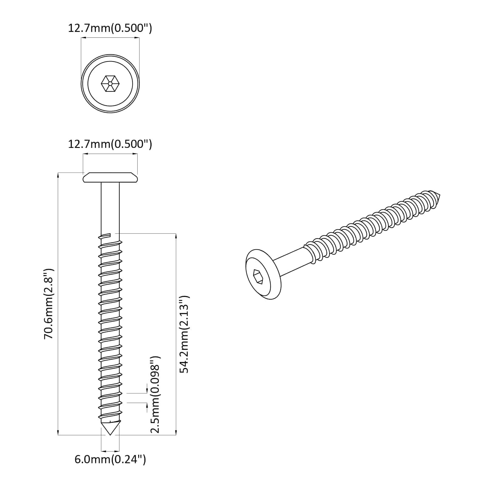 Leseni vijaki 12 pcs srebrna M6 x 70 mm Jeklo - slika 6