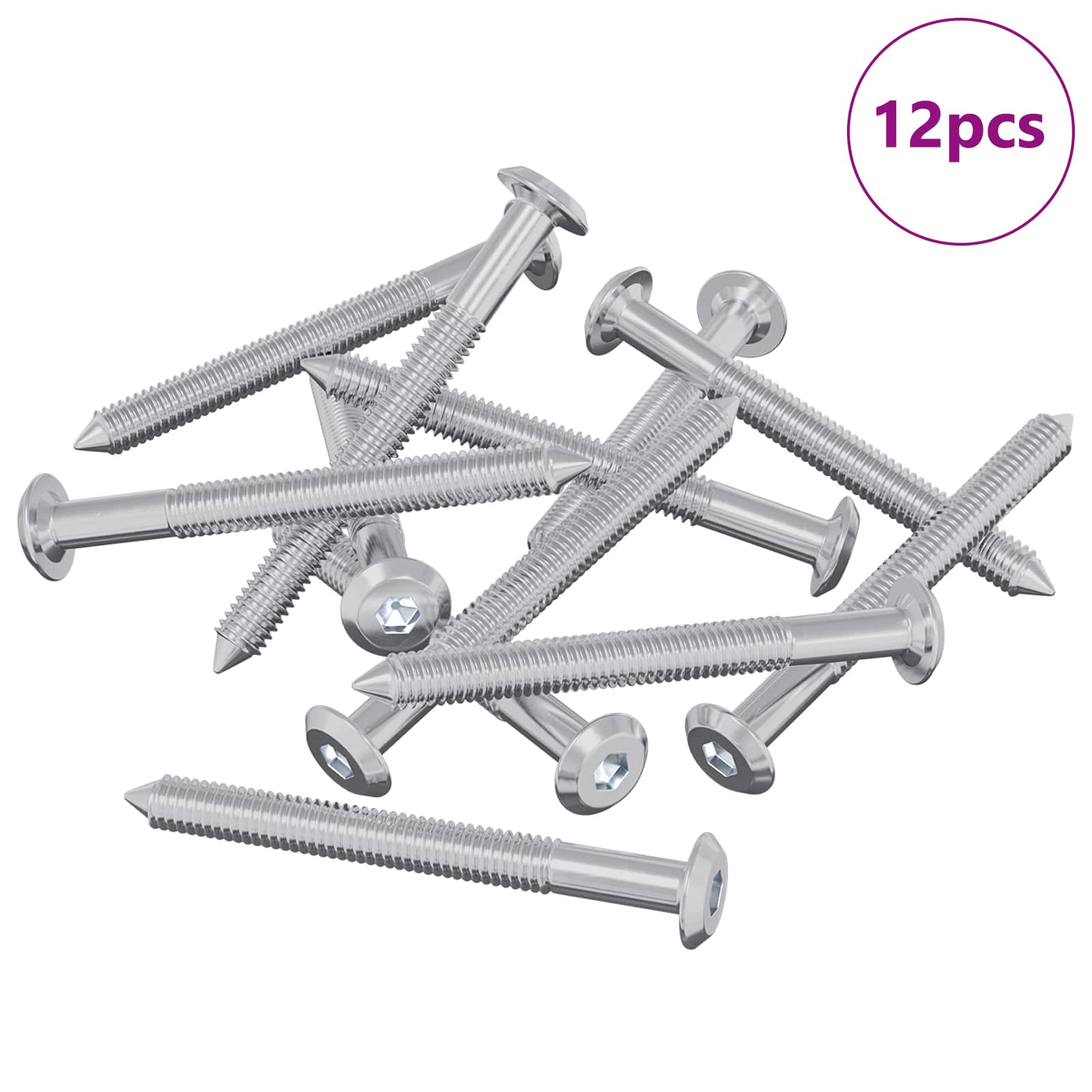 Thumbnail - vidaXL Möbel-Schrauben 12 pcs Silber M6 x 60 mm Stahl
