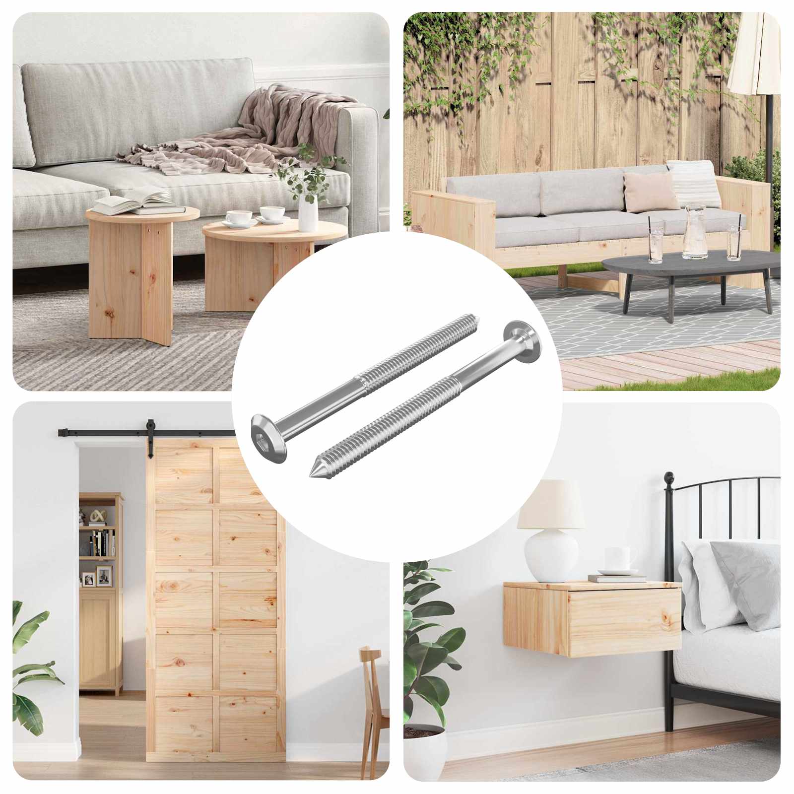 Pohištveni vijaki 2 pcs srebrna M6 x 70 mm Jeklo