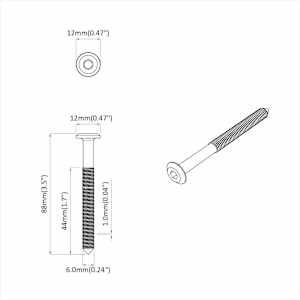 Nábytkové šrouby 2 pcs Stříbrná M6 x 85 mm Ocel - obrázek 6