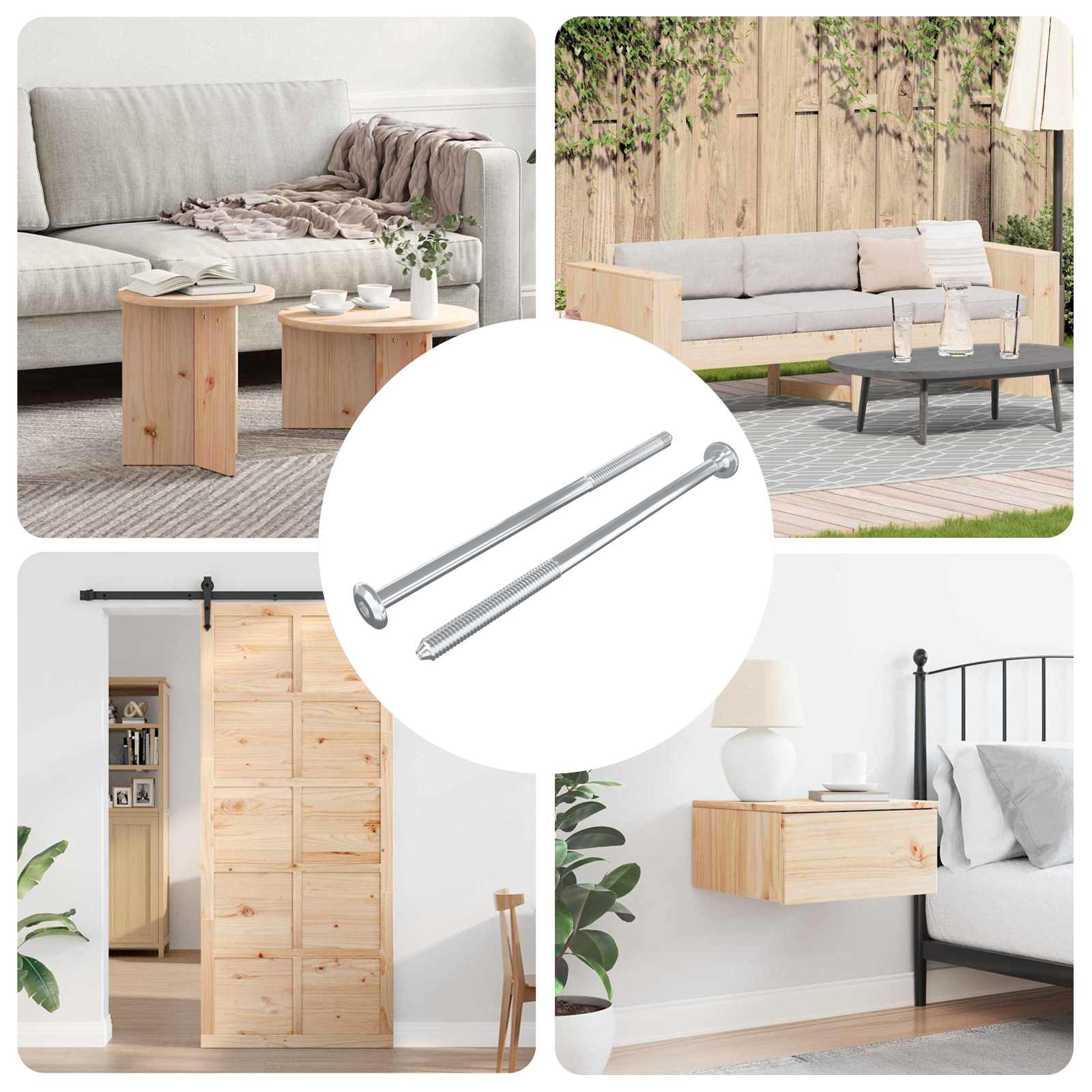 Pohištveni vijaki 2 pcs srebrna M6 x 120 mm Jeklo