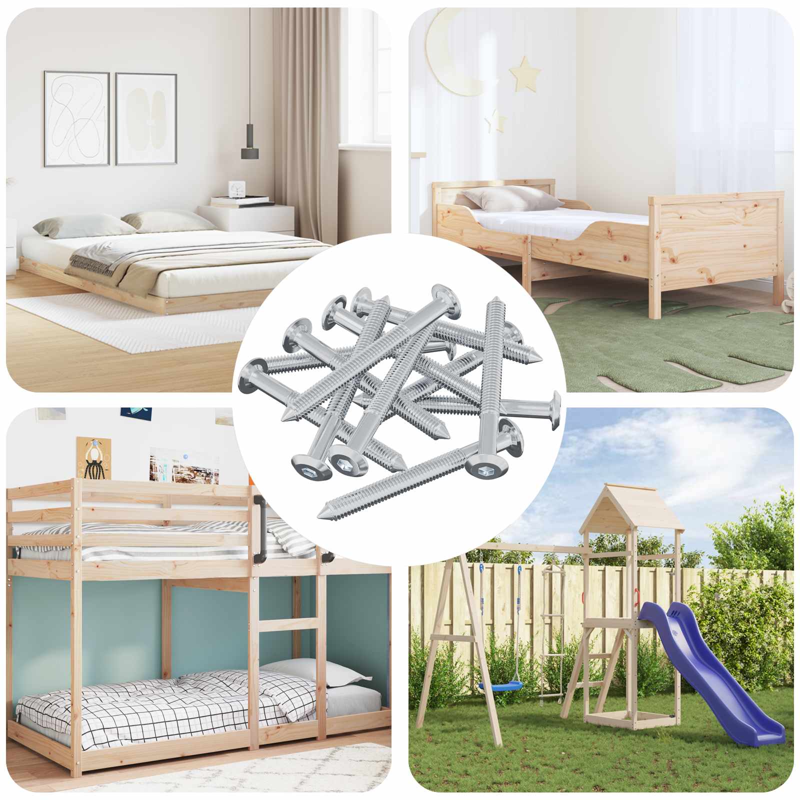 vidaXL Schraube 1600 pcs Silber M6 x 60 mm Stahl